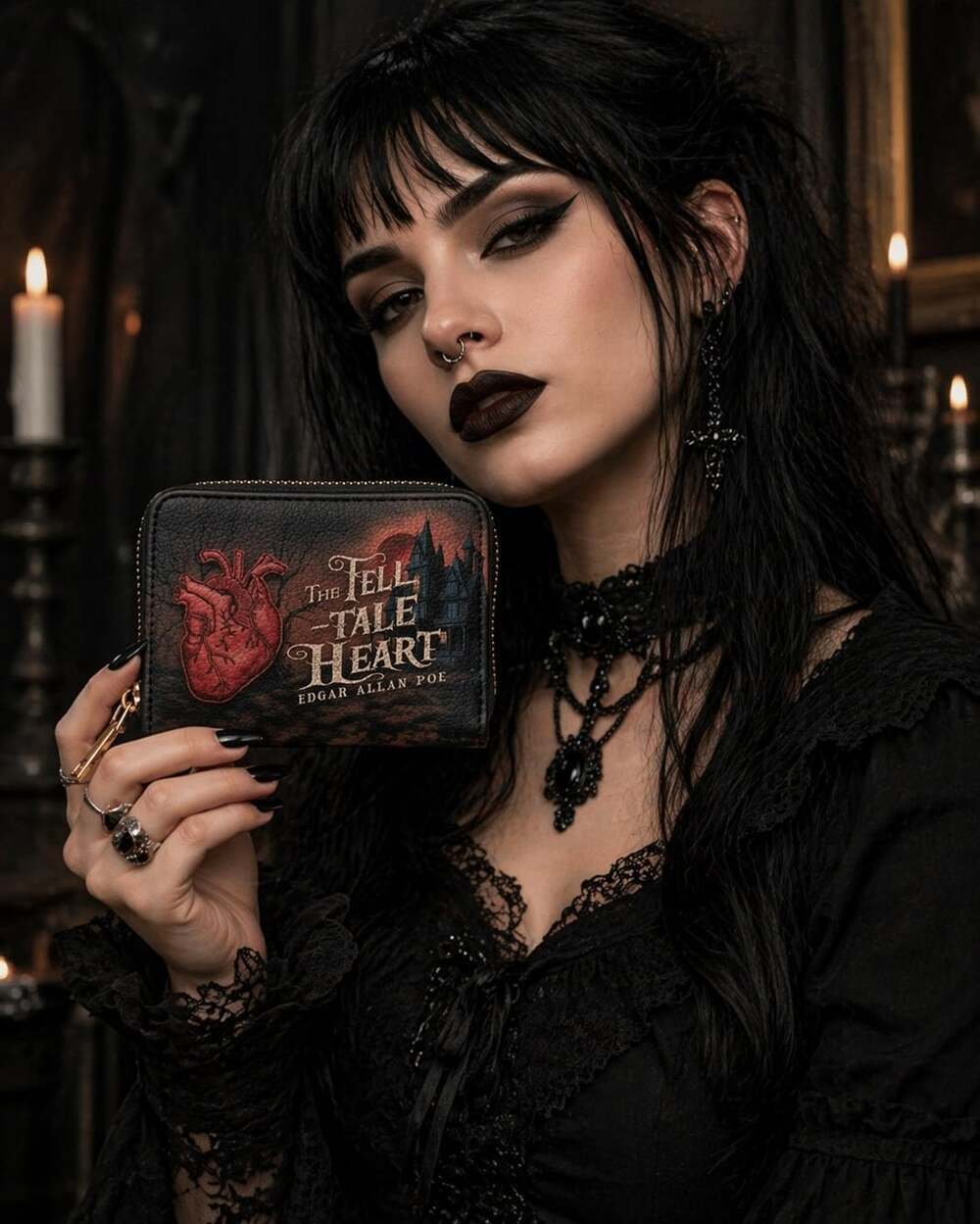 Edgar Allan Poe The Tell Tale Heart Mini Wallet Horror Goth Halloween New NWT